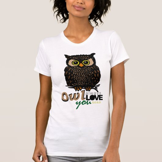 常のフクロウ愛XOXO Tシャツ (正面)