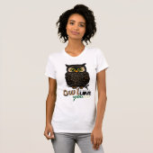 常のフクロウ愛XOXO Tシャツ (正面フル)