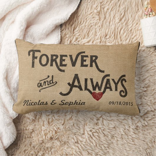 常の永久にバーラップのハートのパーソナライズな結婚式 ランバークッション (ブランケット)