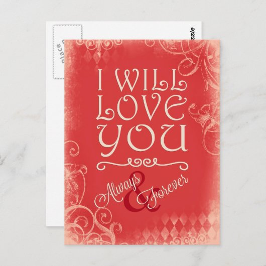 常の赤いヴィンテージは永久に愛し、 ポストカード (正面/裏面)