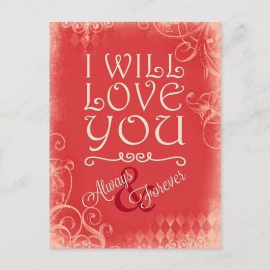 常の赤いヴィンテージは永久に愛し、 ポストカード (正面)