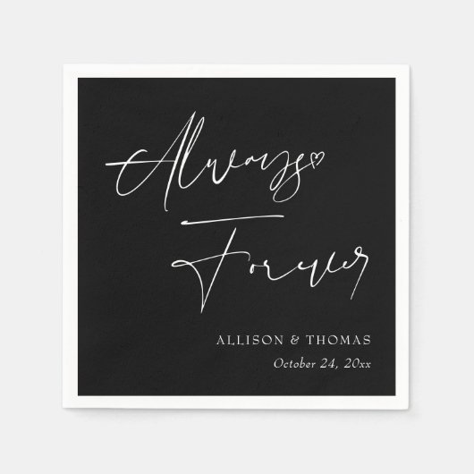 常エレガントに永遠に白黒結婚の スタンダードカクテルナプキン (正面)