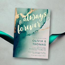 常モダンにエメラルドボホビーチ結婚式 箔招待状