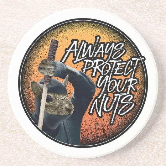 常保護に自分のナッツ – おもしろい忍者 コースター (正面)