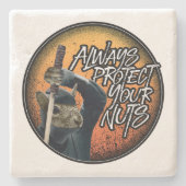 常保護に自分のナッツ – おもしろい忍者 ストーンコースター (正面)