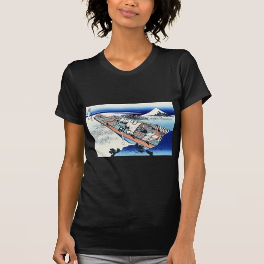 常州牛掘,北斎北斎牛堀から富士山を望む Tシャツ (正面)