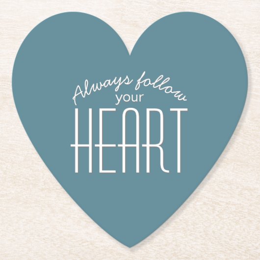 常後を追にハート引用文タイポグラフィ ペーパーコースター (正面)