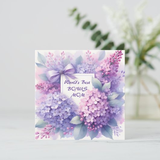 常最高のにボーナス母薄紫ピンク植物花 シーズンカード (スタンド正面)