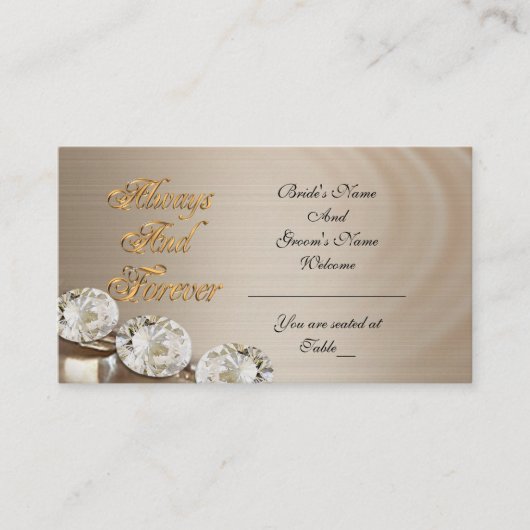 常結婚に永遠にダイアモンドのシーティングカード プレイスカード (正面)