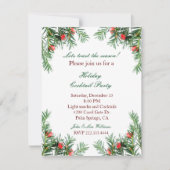 常緑および赤い果実の休日の招待状 招待状 (正面)