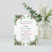 常緑および赤い果実の休日の招待状 招待状 (スタンド正面)