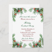 常緑および赤い果実の休日の招待状 招待状 (正面/裏面)