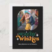 常緑で明るいモダン・レトロクリスマスの写真 シーズンカード (正面)