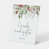 常緑のウェディングシャワーカードとギフト 台座サイン (正面)