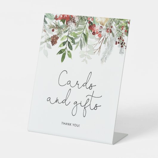 常緑のウェディングシャワーカードとギフト 台座サイン (正面)