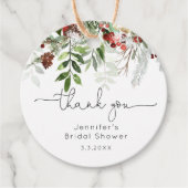 常緑のエレガントなブライズシャワーの感謝 フェイバータグ (正面)