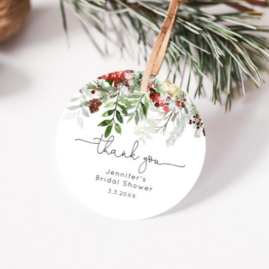 常緑のエレガントなブライズシャワーの感謝 フェイバータグ