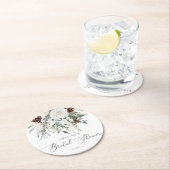 常緑のエレガントなブライズシャワー ラウンドペーパーコースター (インサイチュ)