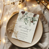 常緑のエレガントな冬のウェディング 招待状