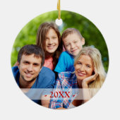 常緑のクリスマスのリースの写真のオーナメント セラミックオーナメント (裏面)