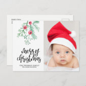 常緑のクリスマスの休日の写真の郵便はがき シーズンポストカード (正面/裏面)