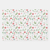 常緑のクリスマスの葉の果実のスプルースと弓 ラッピングペーパーシート (正面3)