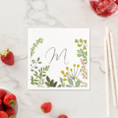 常緑のサマーガーデンパーティーカスタムイニシャル スタンダードカクテルナプキン (インサイチュ)