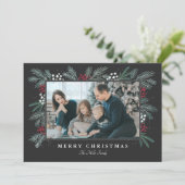常緑のスプレー クリスマス フォト カード (スタンド正面)