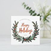 常緑のリースの3枚写真家族ホリデーカード シーズンカード (スタンド正面)