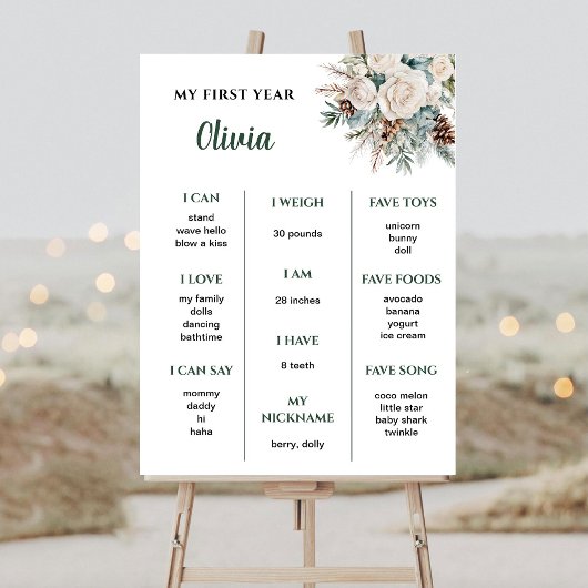 常緑の冬の最初の1歳の節目 ポスター