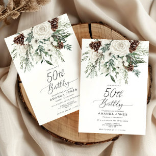 常緑の冬 50歳の誕生日祝い 招待状