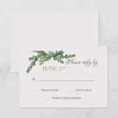 常緑の出欠確認カード 招待状 (正面/裏面)