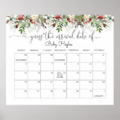 常緑の出産予定日カレンダー ポスター (正面)