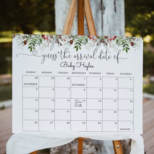 常緑の出産予定日カレンダー ポスター