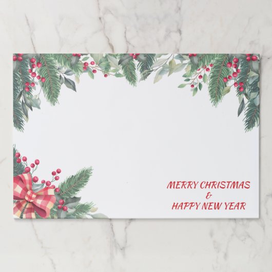 常緑の実のボウクリスマスペーパープレートマット ペーパーパッド (正面)