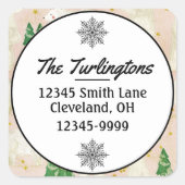 常緑の森に棲む、かわいいクリスマスのシロクマ スクエアシール (正面)