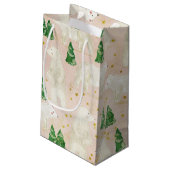 常緑の森に棲む、かわいいクリスマスのシロクマ スモールペーパーバッグ (裏面アングル)