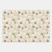 常緑の森に棲む、かわいいクリスマスのシロクマ ラッピングペーパーシート (正面2)