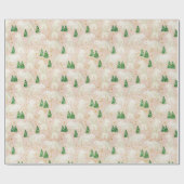 常緑の森に棲む、かわいいクリスマスのシロクマ ラッピングペーパー (フラット)