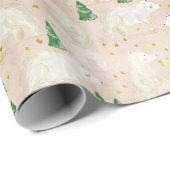 常緑の森に棲む、かわいいクリスマスのシロクマ ラッピングペーパー (ロールコーナー)