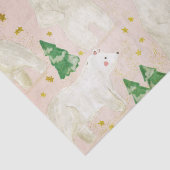 常緑の森に棲む、かわいいクリスマスのシロクマ 薄葉紙 (詳細)