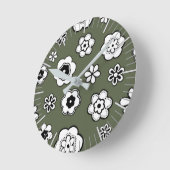 常緑の花園 ラウンド壁時計 (傾斜)