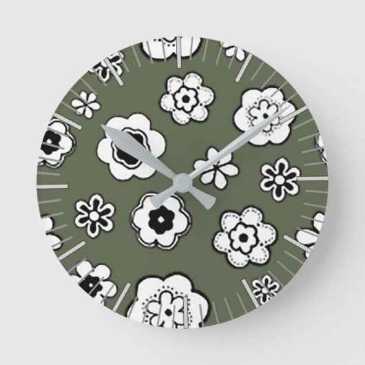 常緑の花園 ラウンド壁時計 (正面)