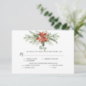 常緑の赤いポインセチアのガーランド　クリスマス　ＲＳＶＰ 出欠カード (スタンド正面)