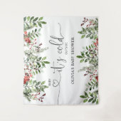 常緑の赤ちゃん 外は寒い タペストリー (正面)