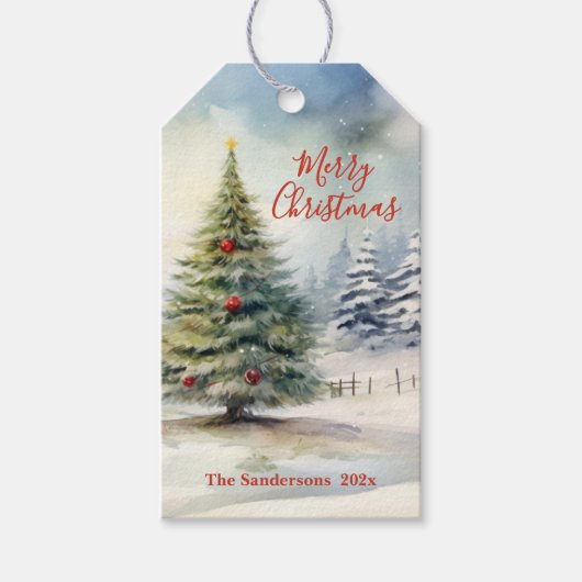 常緑クリスマスツリーヴィンテージ ギフトタグ (正面)