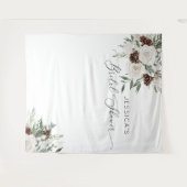 常緑冬ミニマルエレガントブライダルシャワー タペストリー (正面(横))