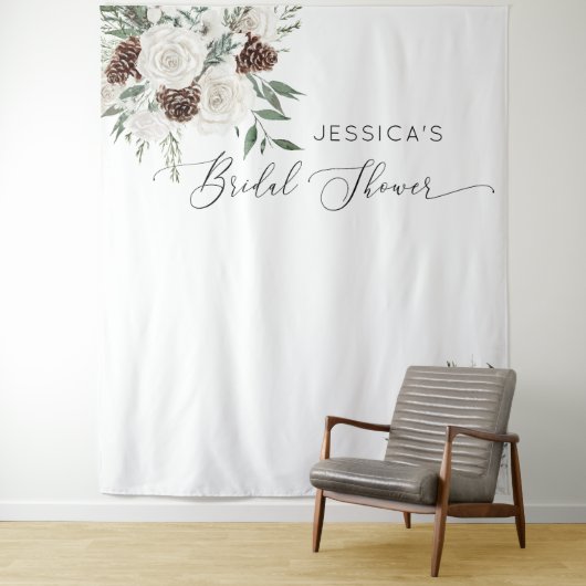 常緑冬ミニマルエレガントブライダルシャワー タペストリー (インサイチュ)