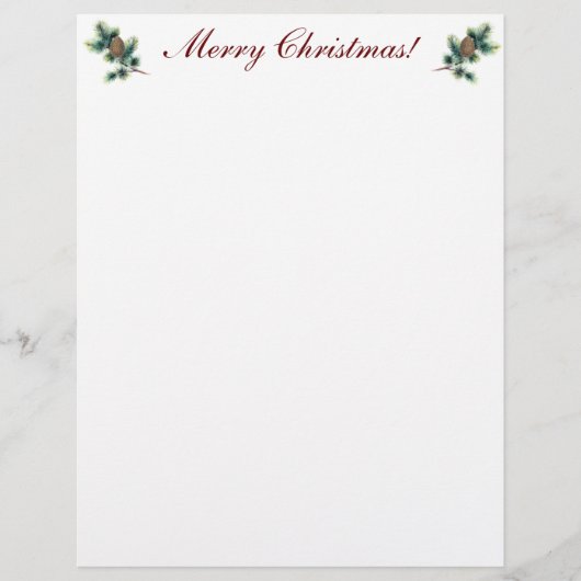 常緑小枝と円錐を持つ聖降誕祭 レターヘッド (正面)