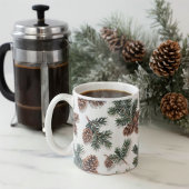 常緑松の実のあたたかな冬のコーヒー コーヒーマグカップ